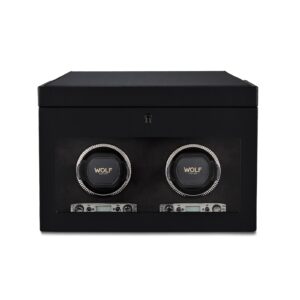 Double Watch Winder With Storage - British Racing Black Collection