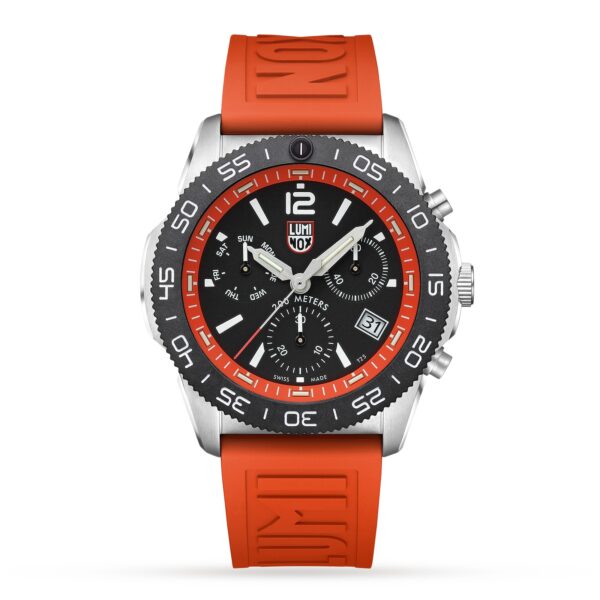 Pacific Diver Chronograph 44mm, Red Rubber Strap Diver Watch