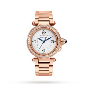 Pasha de Cartier Watch 35mm, Automatic Movement, Rose Gold, Diamonds, Interchangeable Metal And Leather Straps