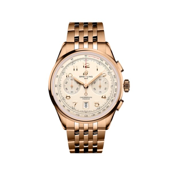 Premier B01 Chronograph 42mm Mens Watch Silver 18ct Rose Gold